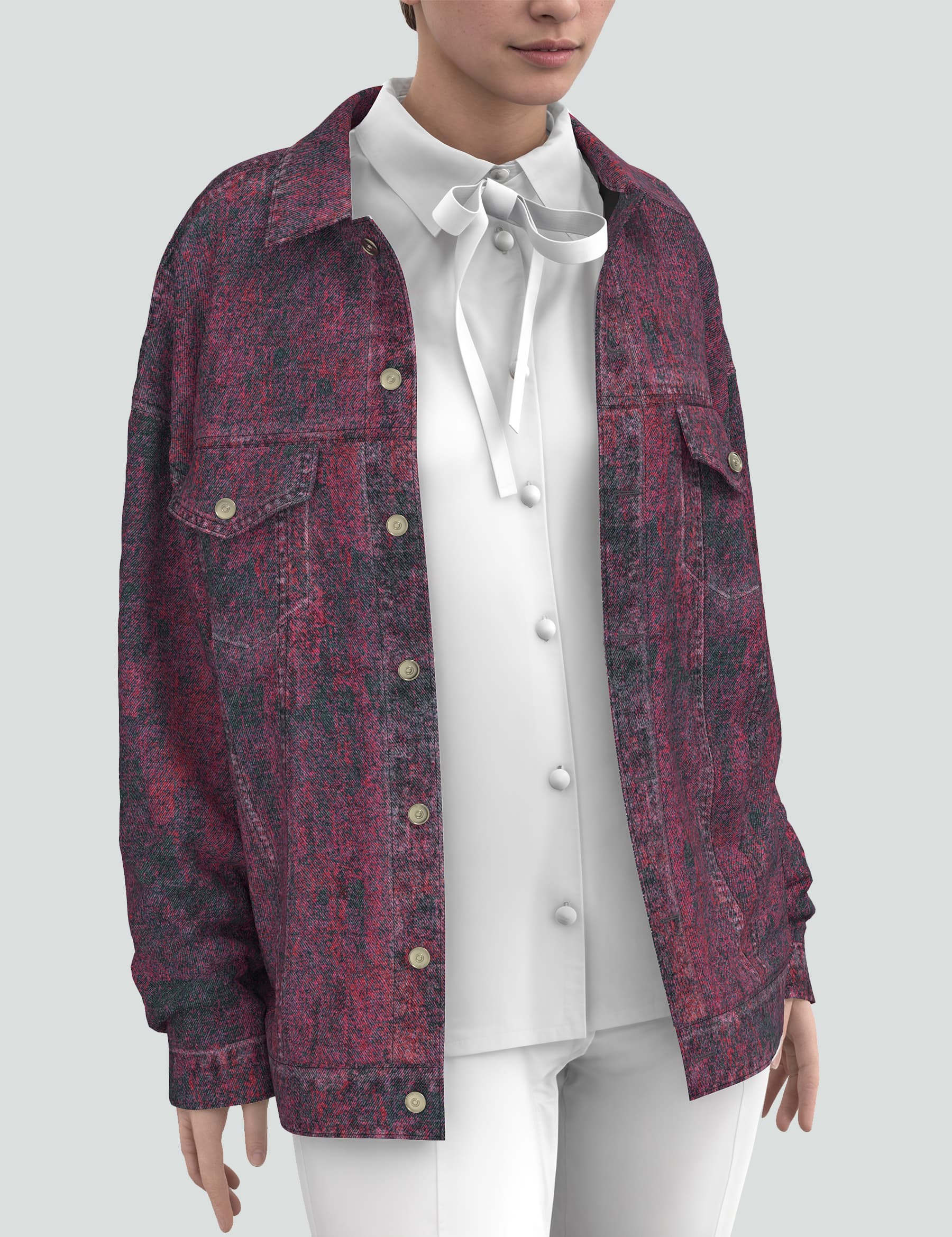 Denim Jacket - Pink/Red Wash