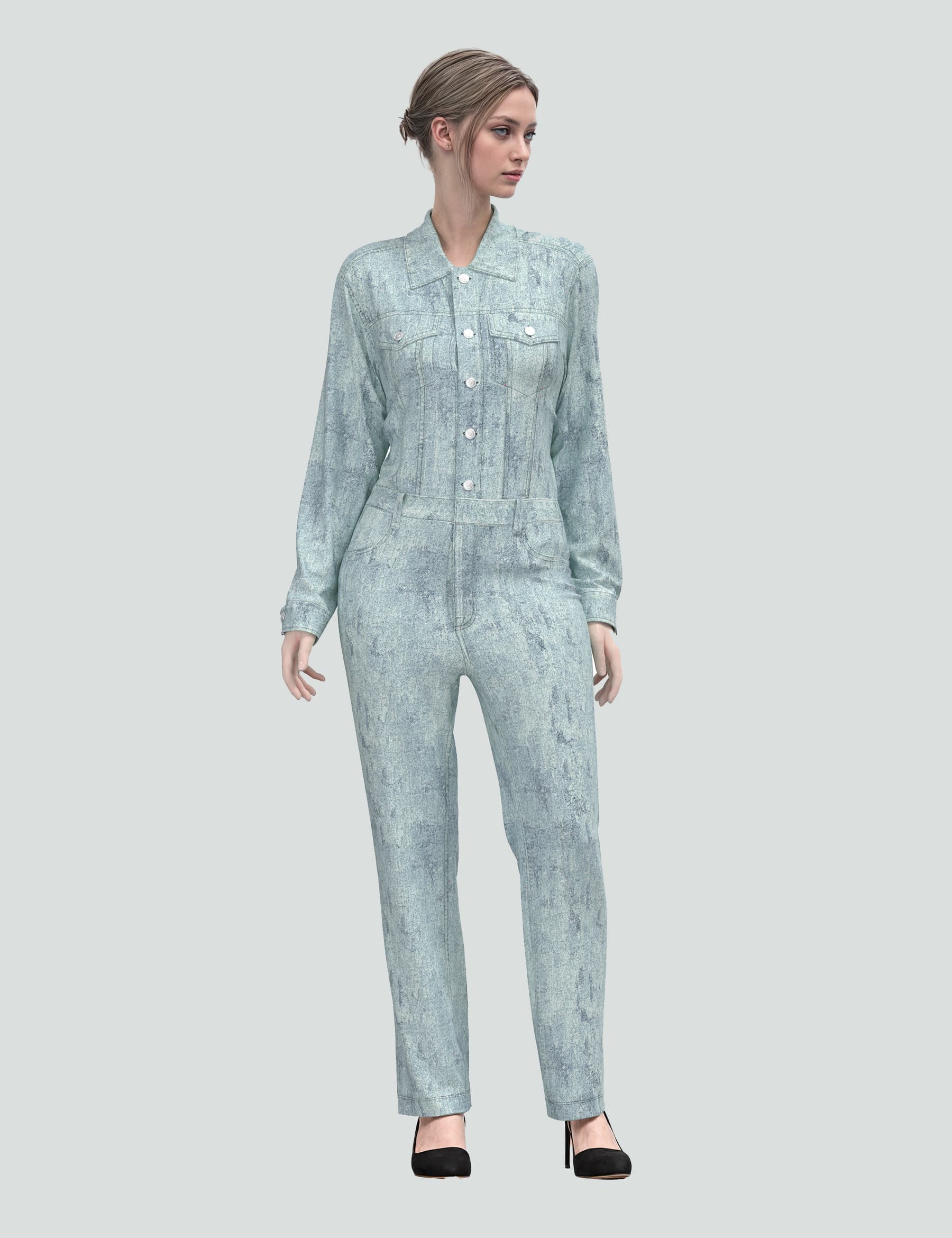 Denim Jumpsuit – Blue Acid Wash