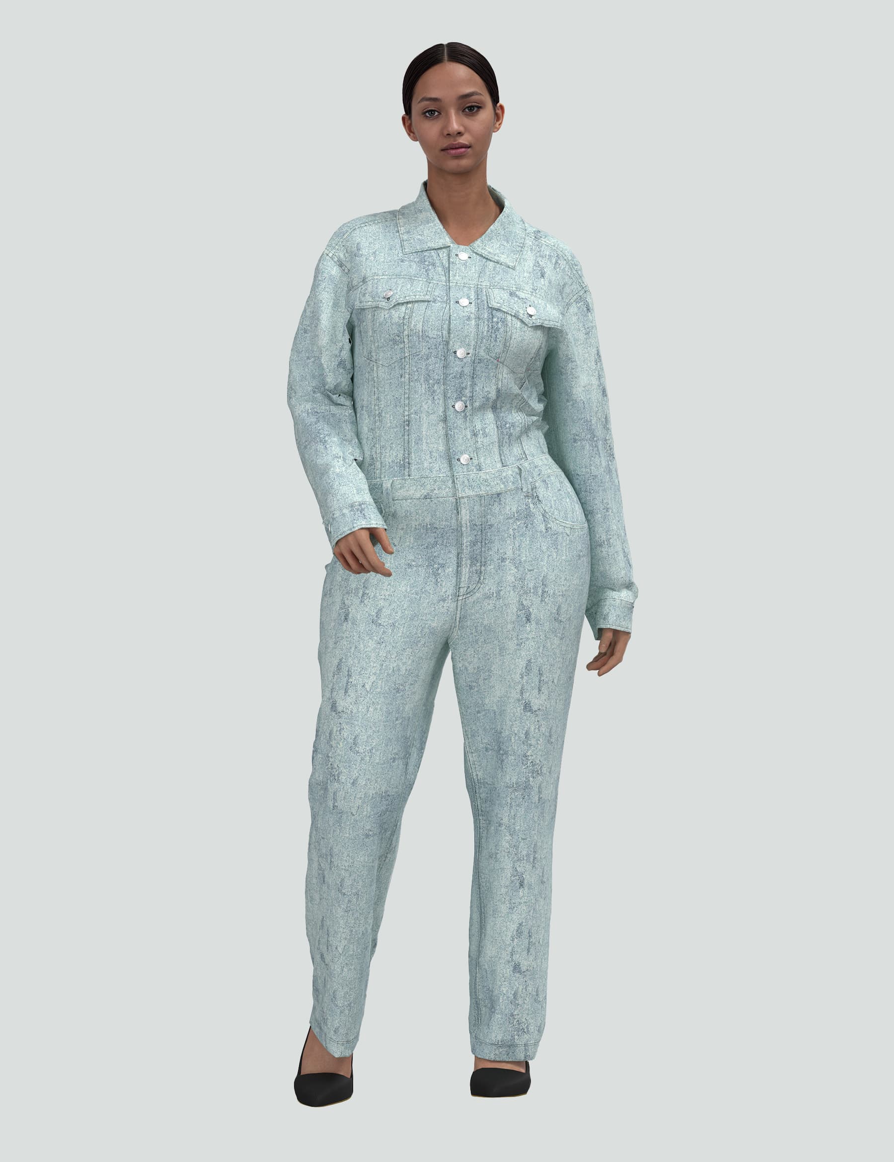 Denim Jumpsuit – Blue Acid Wash