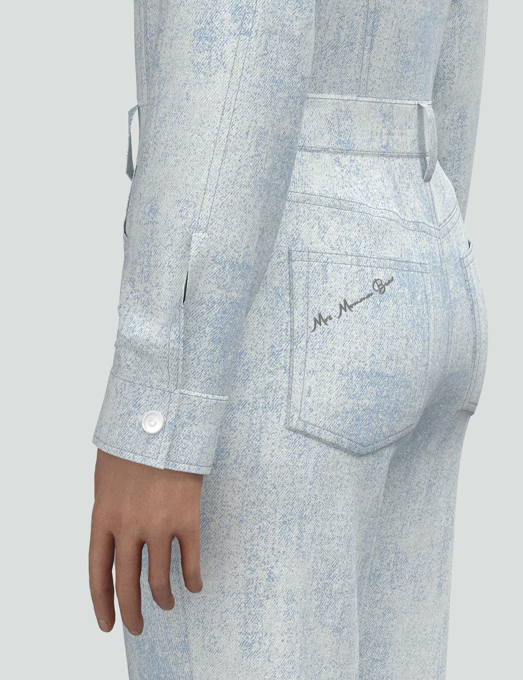 Denim Jumpsuit - White Acid Wash