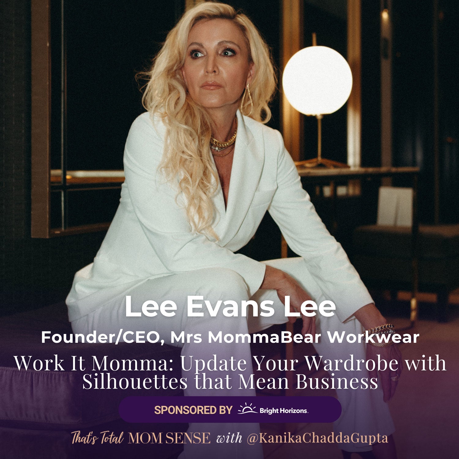 Lee Evans Lee, Founder/CEO of Mrs MommaBear Workwear, promoting professional wardrobe updates for women wear the Meet me At Noon set