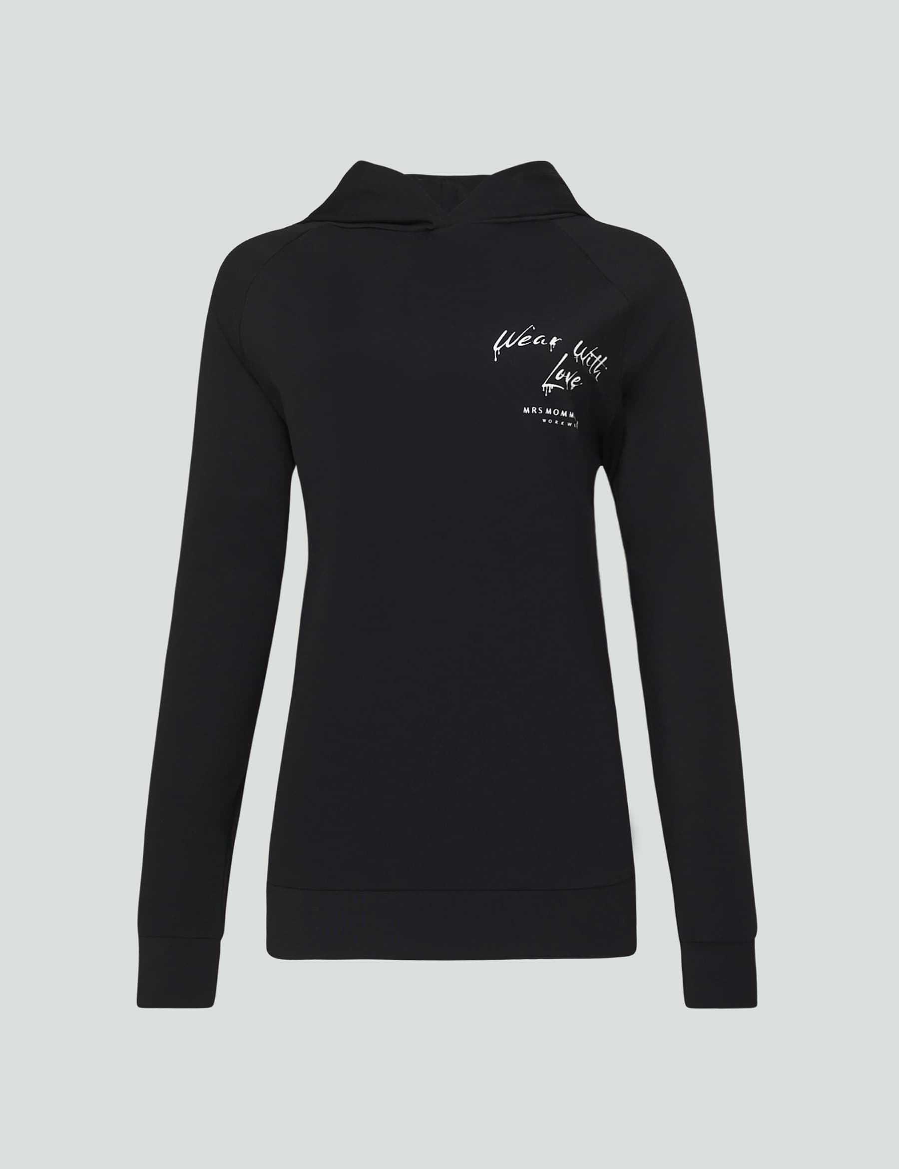 Wear With Love unisex hoodie in black, showcasing a stylish design and comfy fit. Perfect for layering or wearing alone.